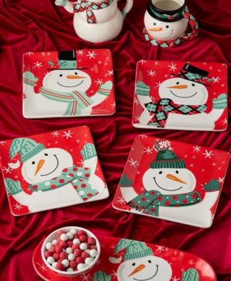 Christmas Whimsy Snowman Dessert Plates, Set of 4