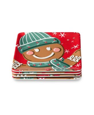 Christmas Whimsy Gingerbread Dessert Plates, Set of 4