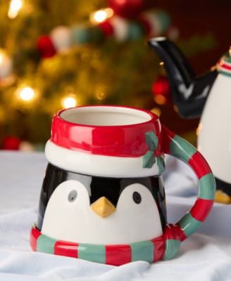 Christmas Whimsy Penguin 3-D Mugs, Set of 4
