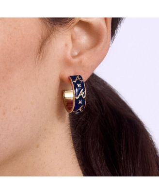 x BaubleBar Atlanta Braves Enamel Hoop Earrings