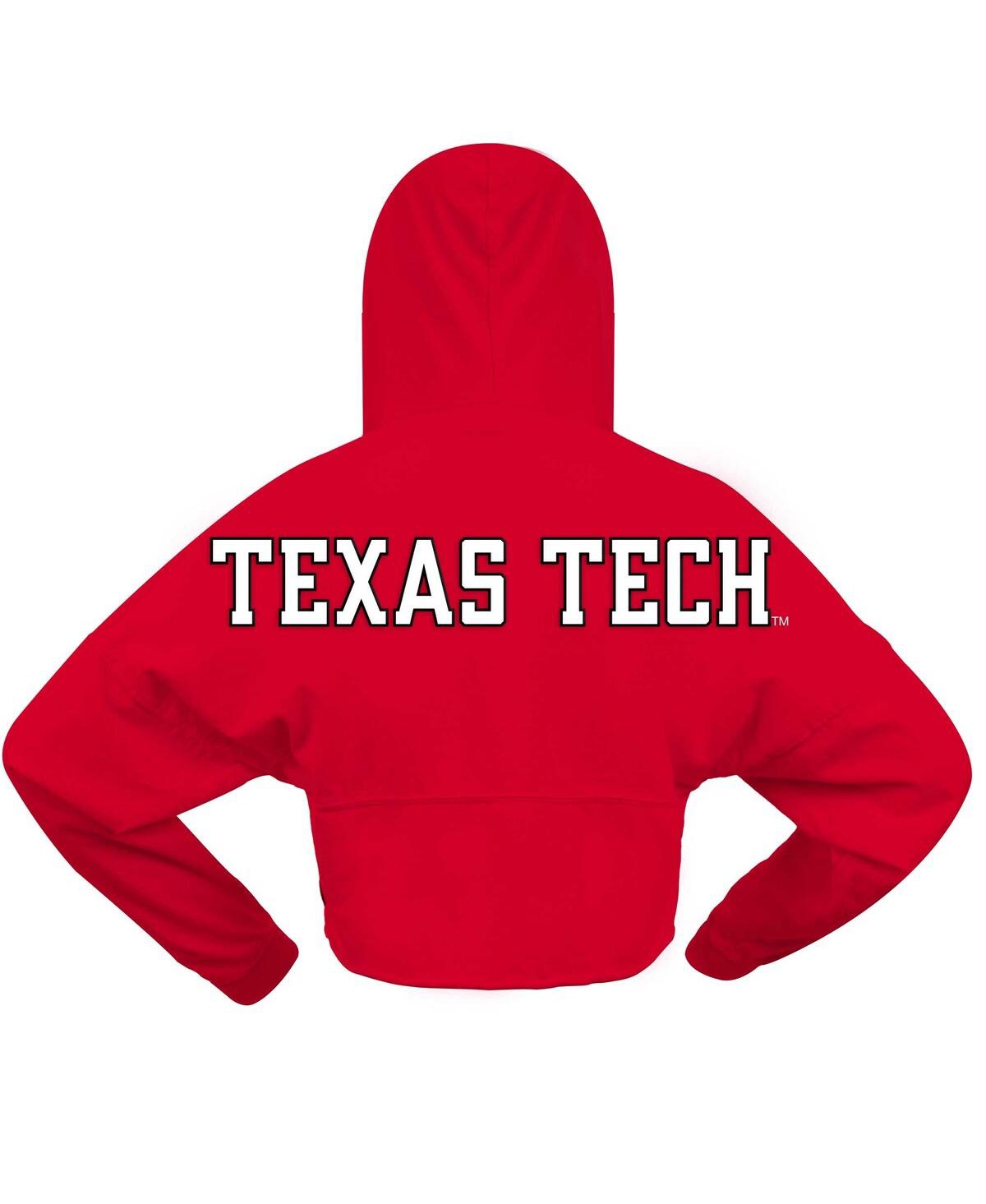 Spirit Jersey Women's Red Texas Tech Red Raiders Oversized Cropped Pullover Hoodie In Red