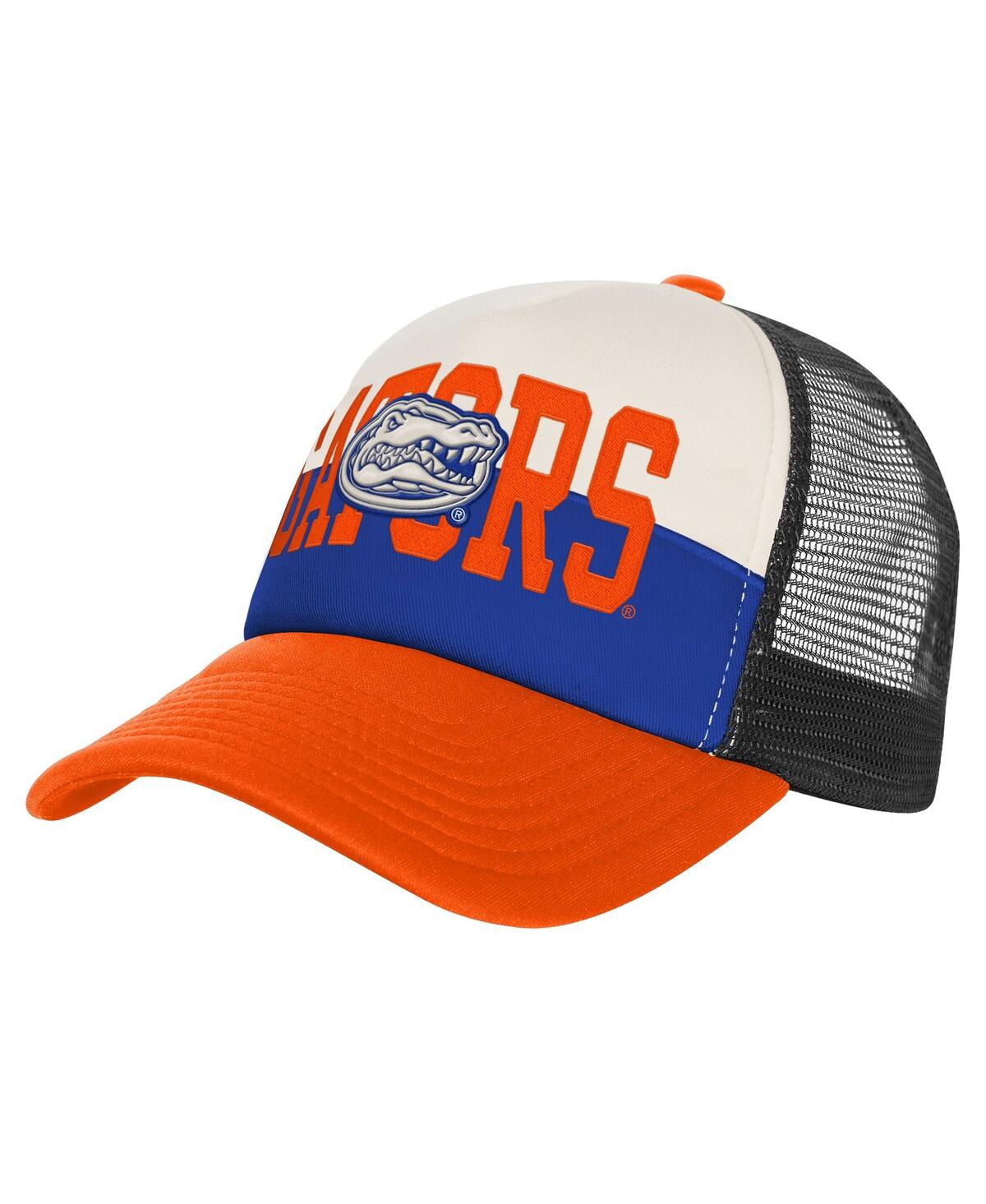 Outerstuff Big Boys And Girls Royal/cream Florida Gators Modern Fan Trucker Adjustable Hat In Red