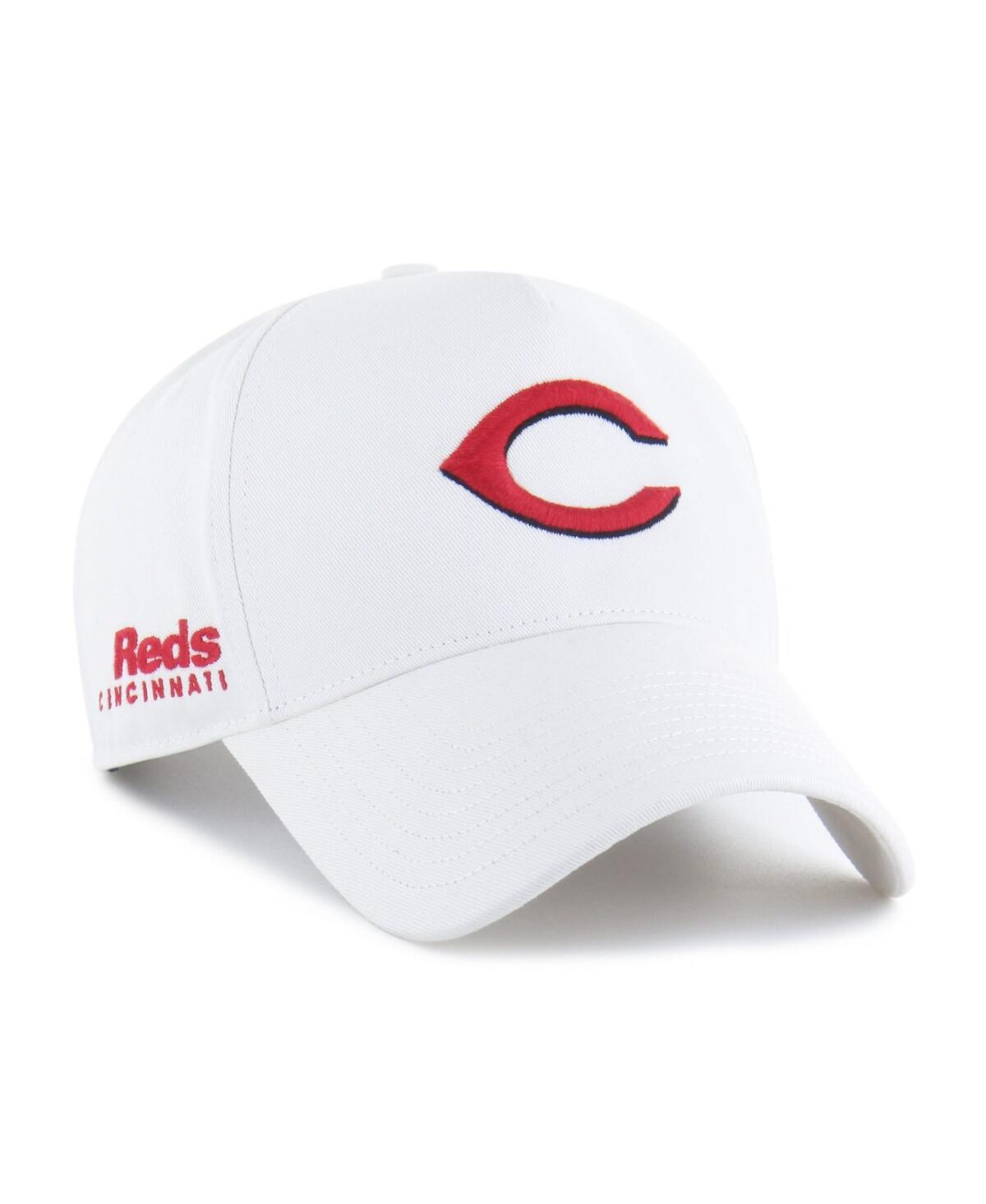 47 Brand Men's White Cincinnati Reds Foundational Pinch Offside Adjustable Hat In White