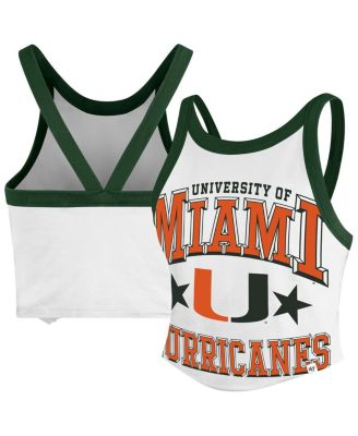 '47 Brand - Women's White Miami Hurricanes Energize Sporty Cropped Racerback Tank Top