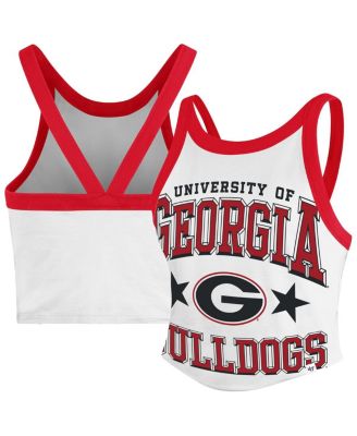 '47 Brand - Women's White Georgia Bulldogs Energize Sporty Cropped Racerback Tank Top