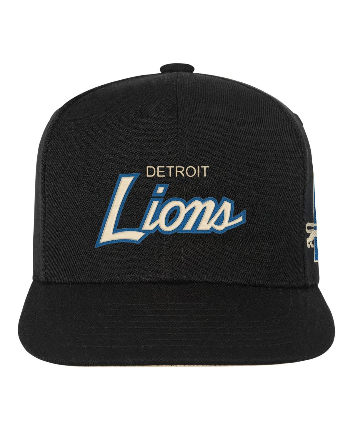 Mitchell & Ness Big Boys And Girls Black Detroit Lions Team Script Snapback Hat In Black