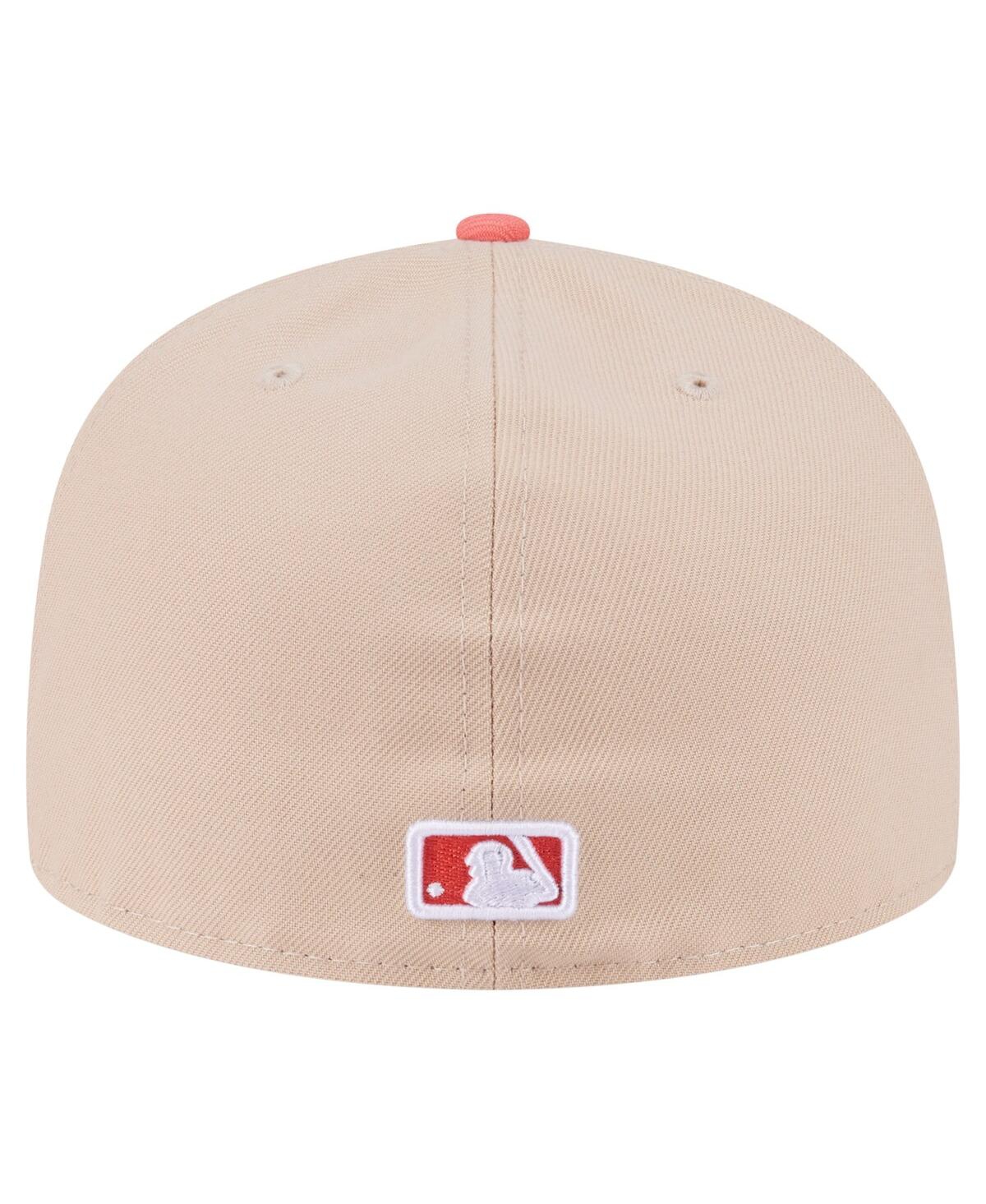 New Era Men's Light Beige/coral Atlanta Braves Two-tone Color Pack A-frame 59fifty Fitted Hat