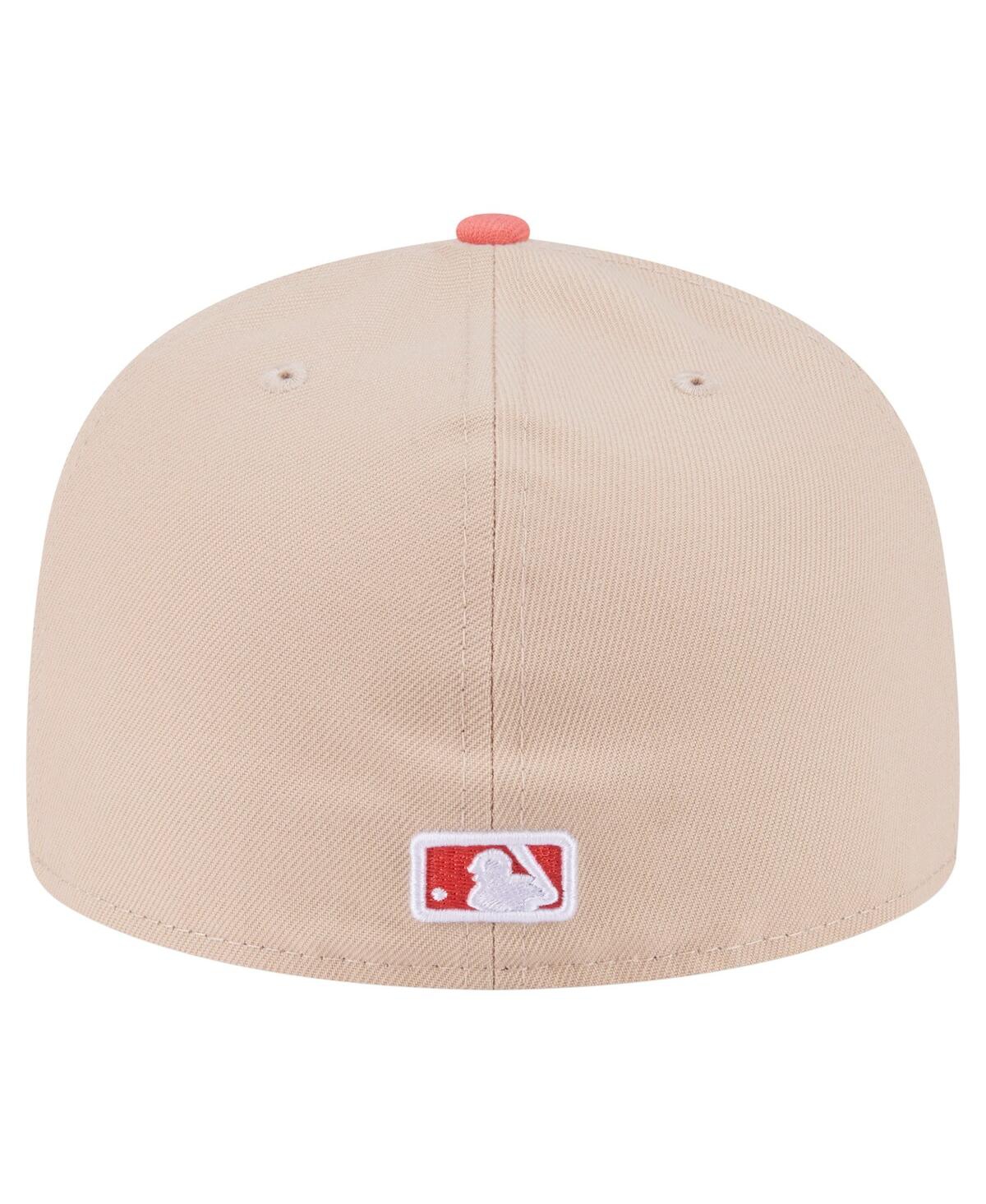 New Era Men's Light Beige/coral Boston Red Sox Two-tone Color Pack A-frame 59fifty Fitted Hat