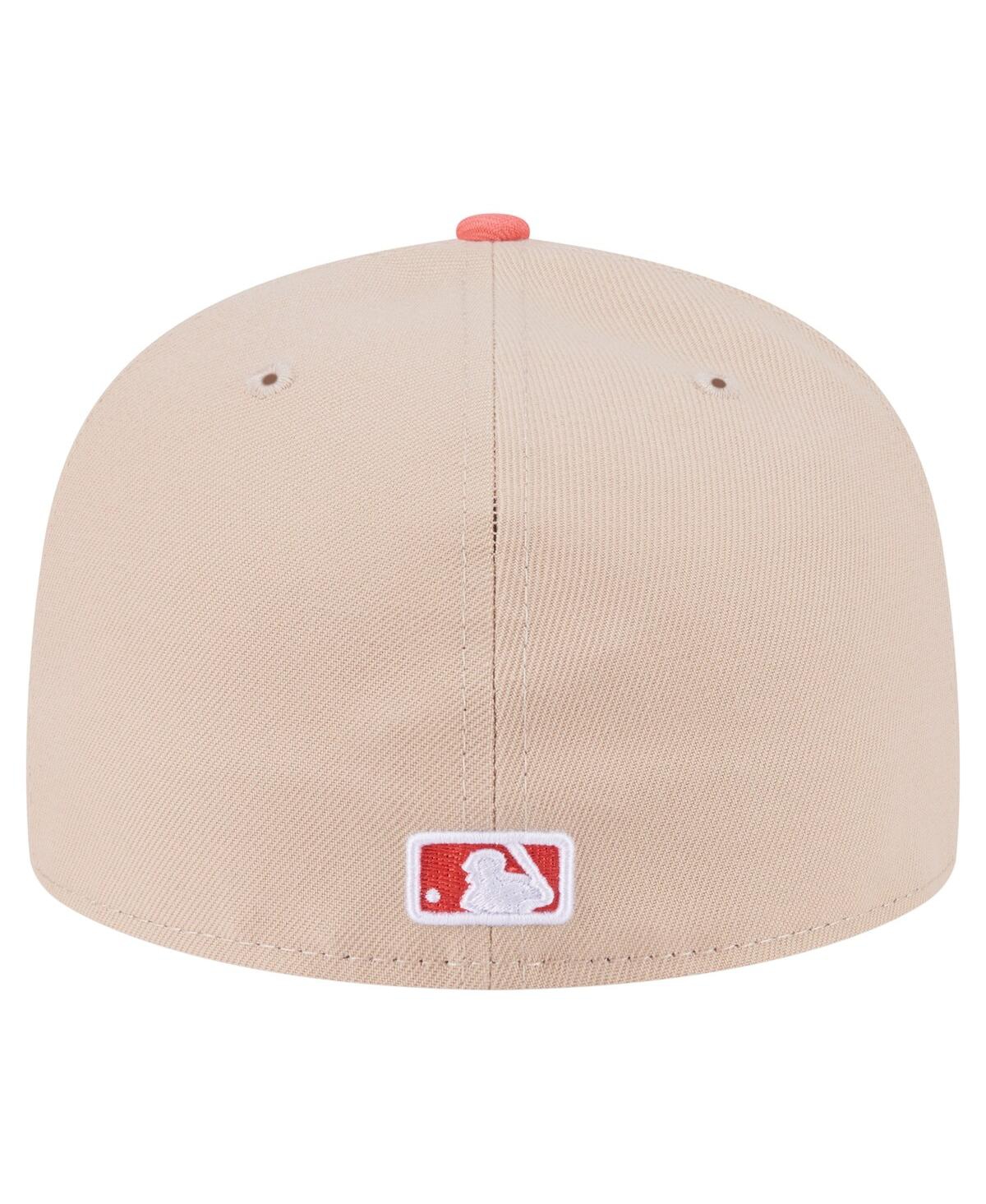 New Era Men's Light Beige/coral Los Angeles Dodgers Two-tone Color Pack A-frame 59fifty Fitted Hat