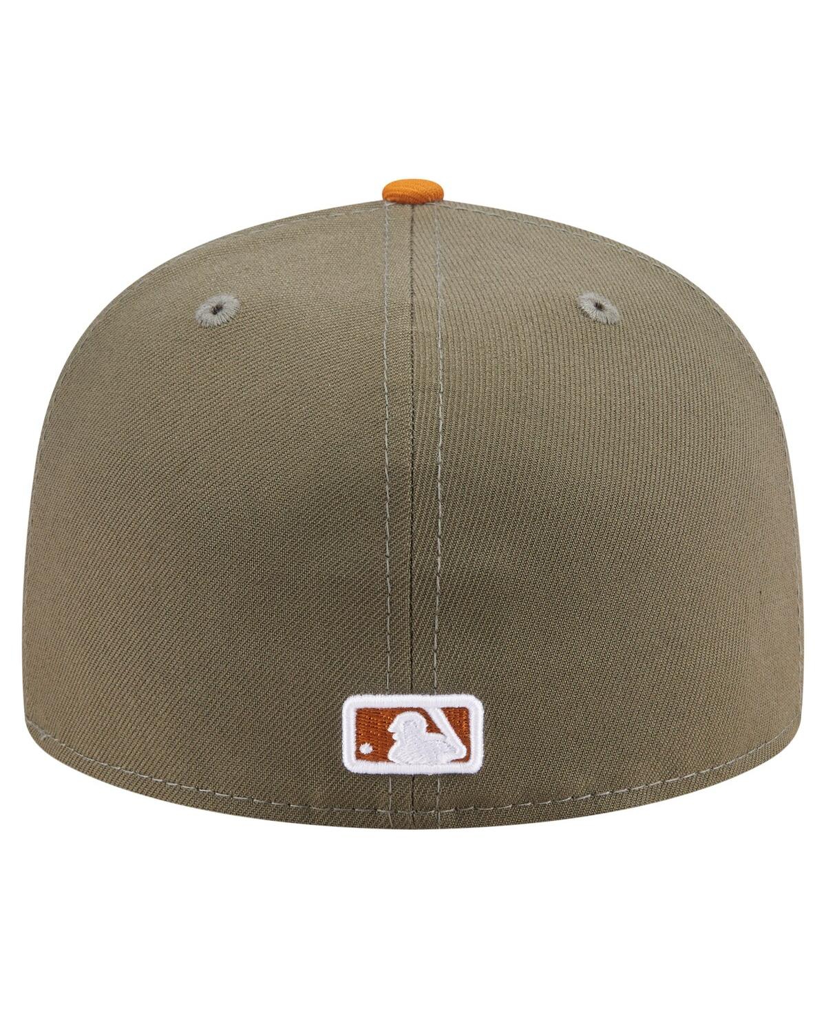 New Era Men's Olive/orange New York Yankees Two-tone Color Pack A-frame 59fifty Fitted Hat