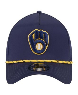 Men's Navy Milwaukee Brewers 39THIRTY A-Frame Perforated Flex Hat