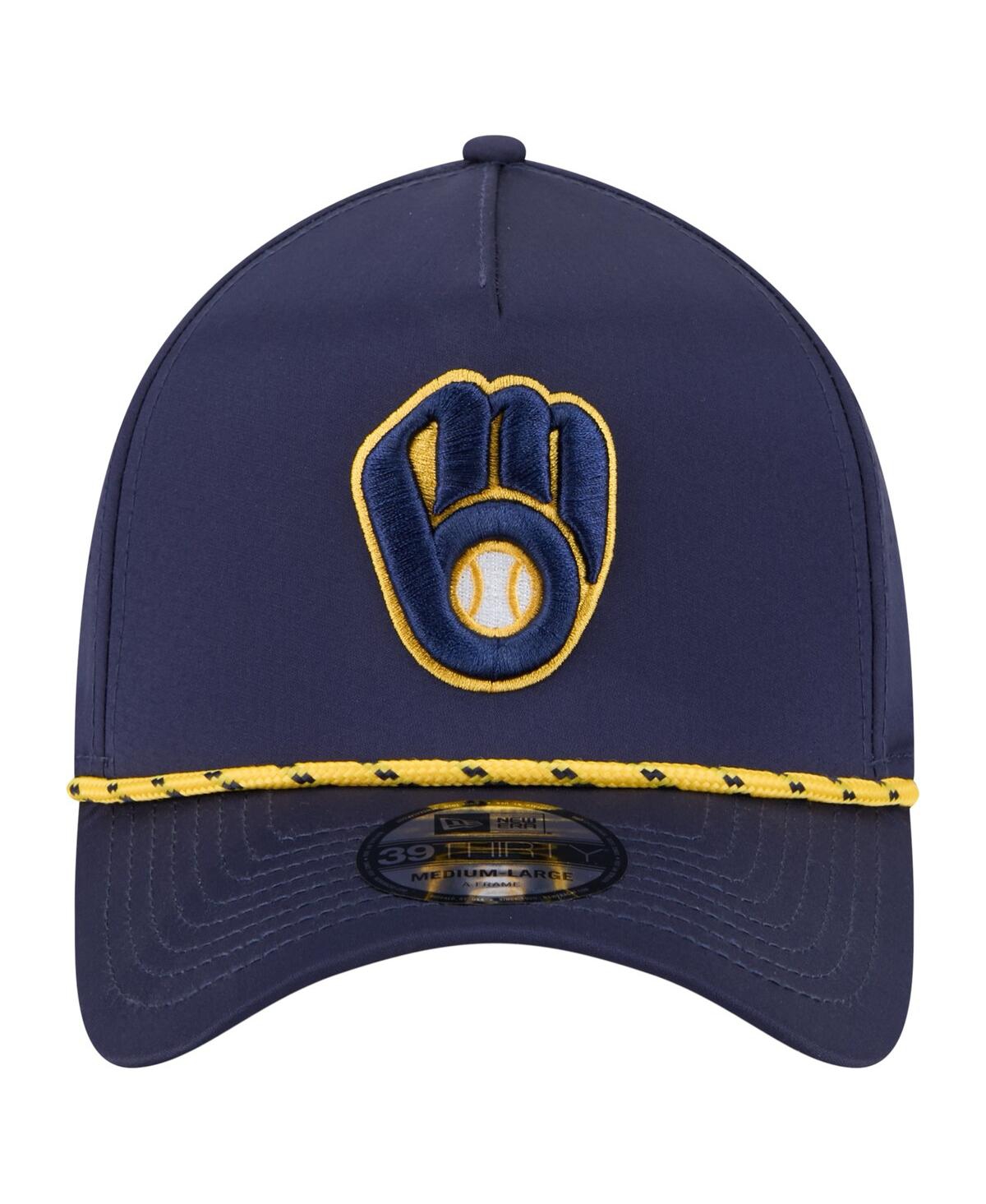 New Era Men's Navy Milwaukee Brewers 39thirty A-frame Perforated Flex Hat In Blue