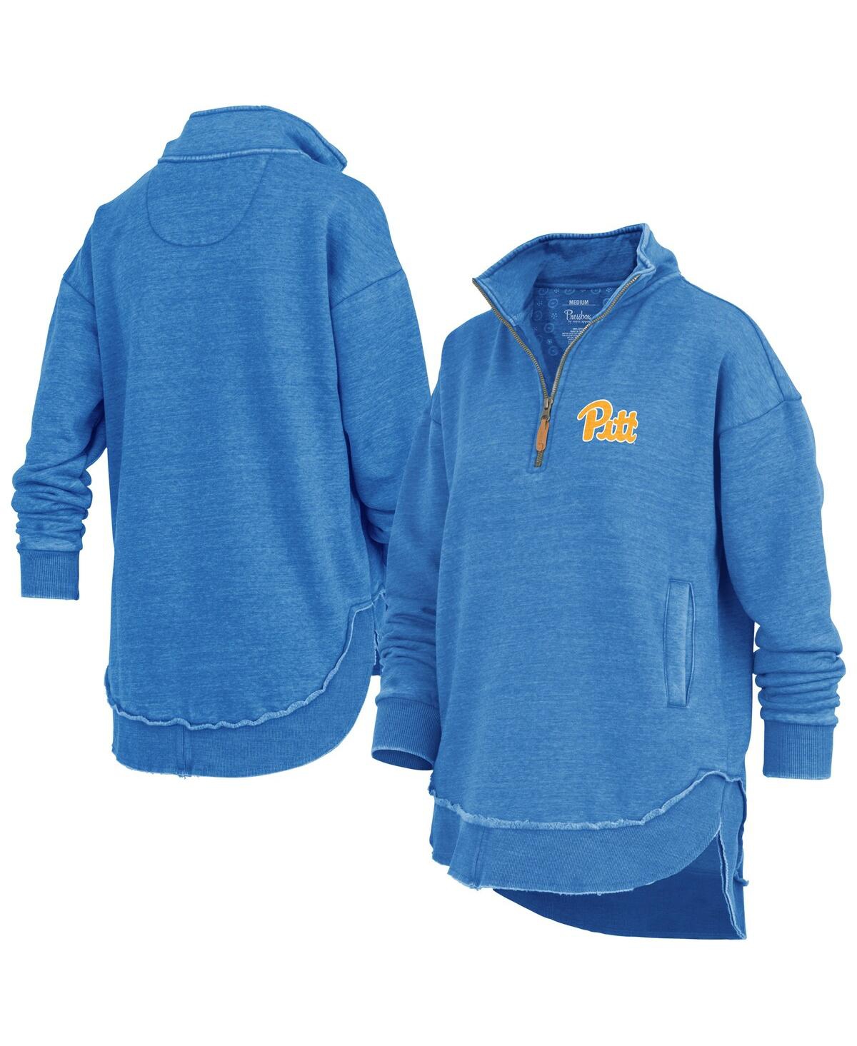 Pressbox Royal Pitt Panthers Northfork Sojourn Poncho Quarter-zip Sweatshirt In Blue