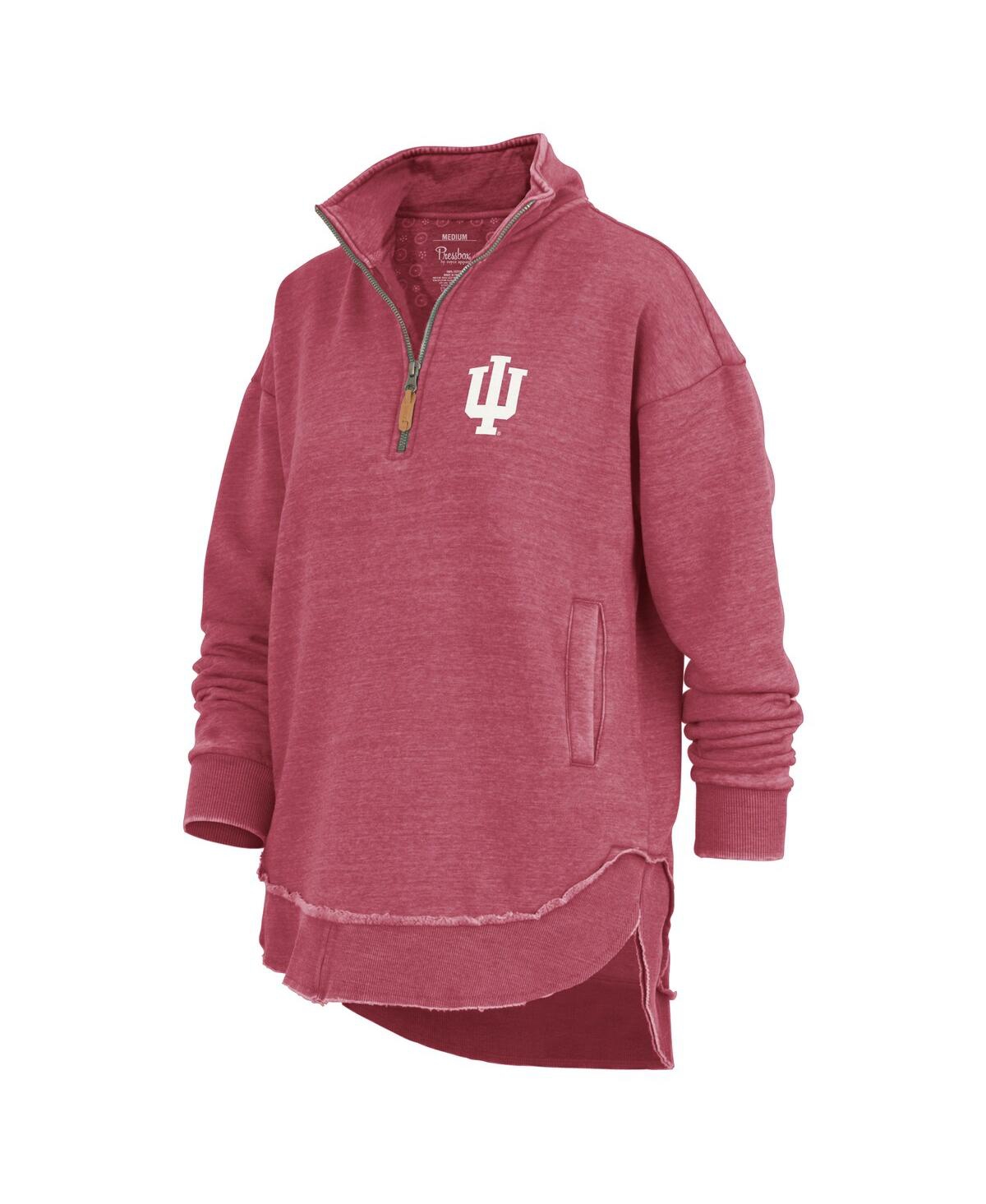 Pressbox Crimson Indiana Hoosiers Northfork Sojourn Poncho Quarter-zip Sweatshirt In Red