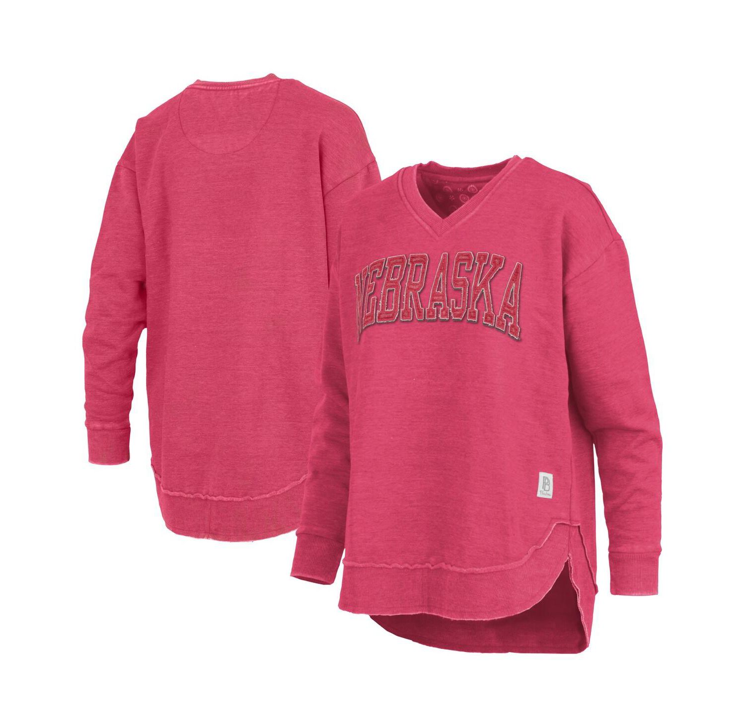 Women's Scarlet Nebraska Huskers Westin Poncho V-Neck Pullover Sweatshirt