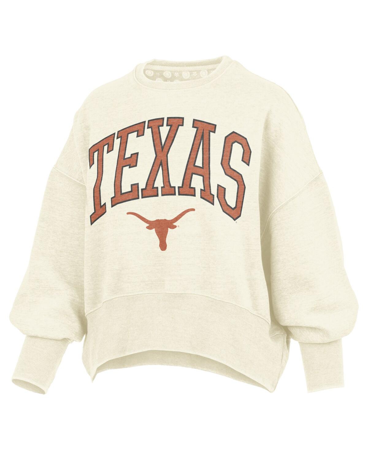 Pressbox Natural Texas Longhorns Oversized Waist-length Crewneck Sweatshirt In Neutral