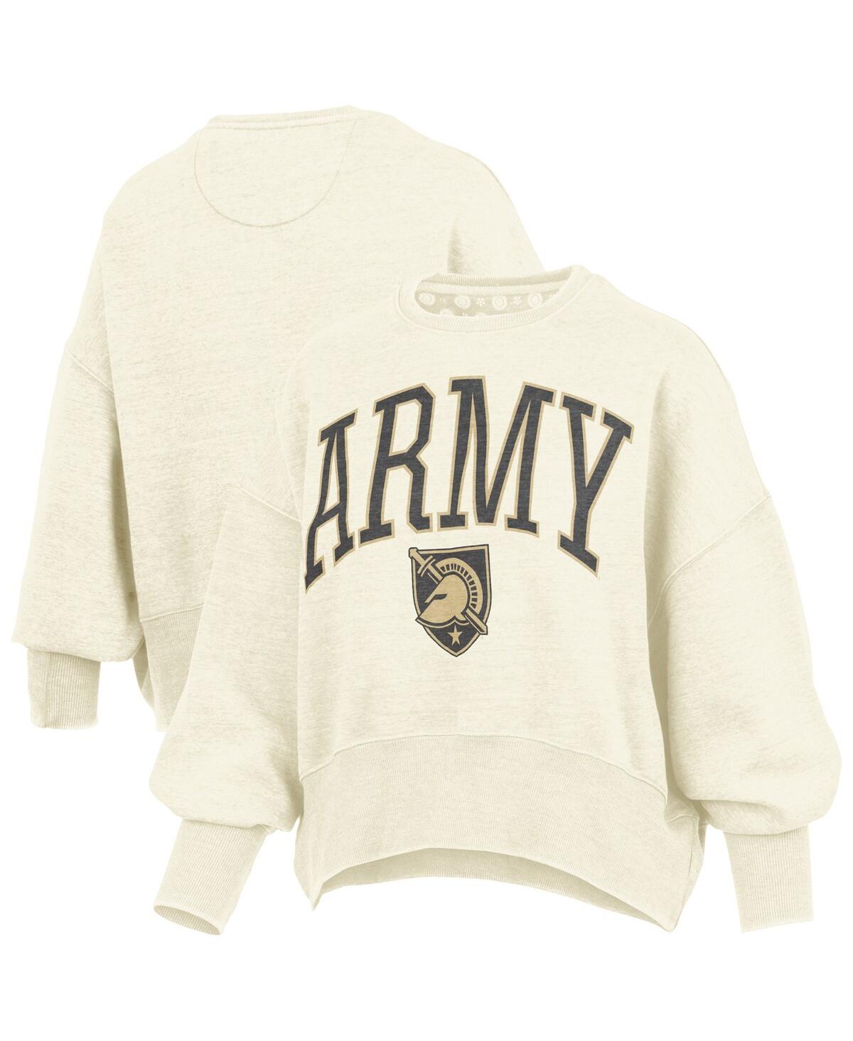 Pressbox Natural Army Black Knights Oversized Waist-length Crewneck Sweatshirt In Brown