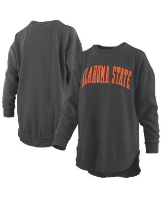 Women's Black Oklahoma State Cowboys M&eacute;lange Poncho Vintage Fleece Long Sleeve Pullover Sweatshirt