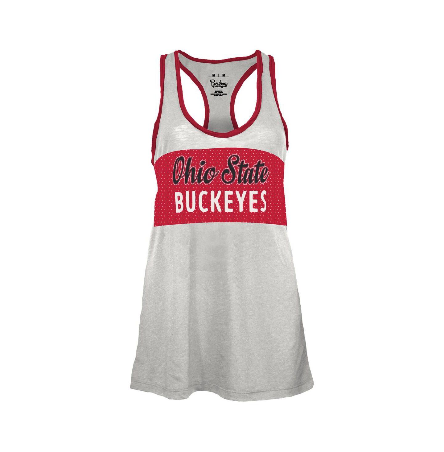 Женский топ Pressbox White/Scarlet Ohio State Buckeyes Tracy Racerback Burnout — фото 3