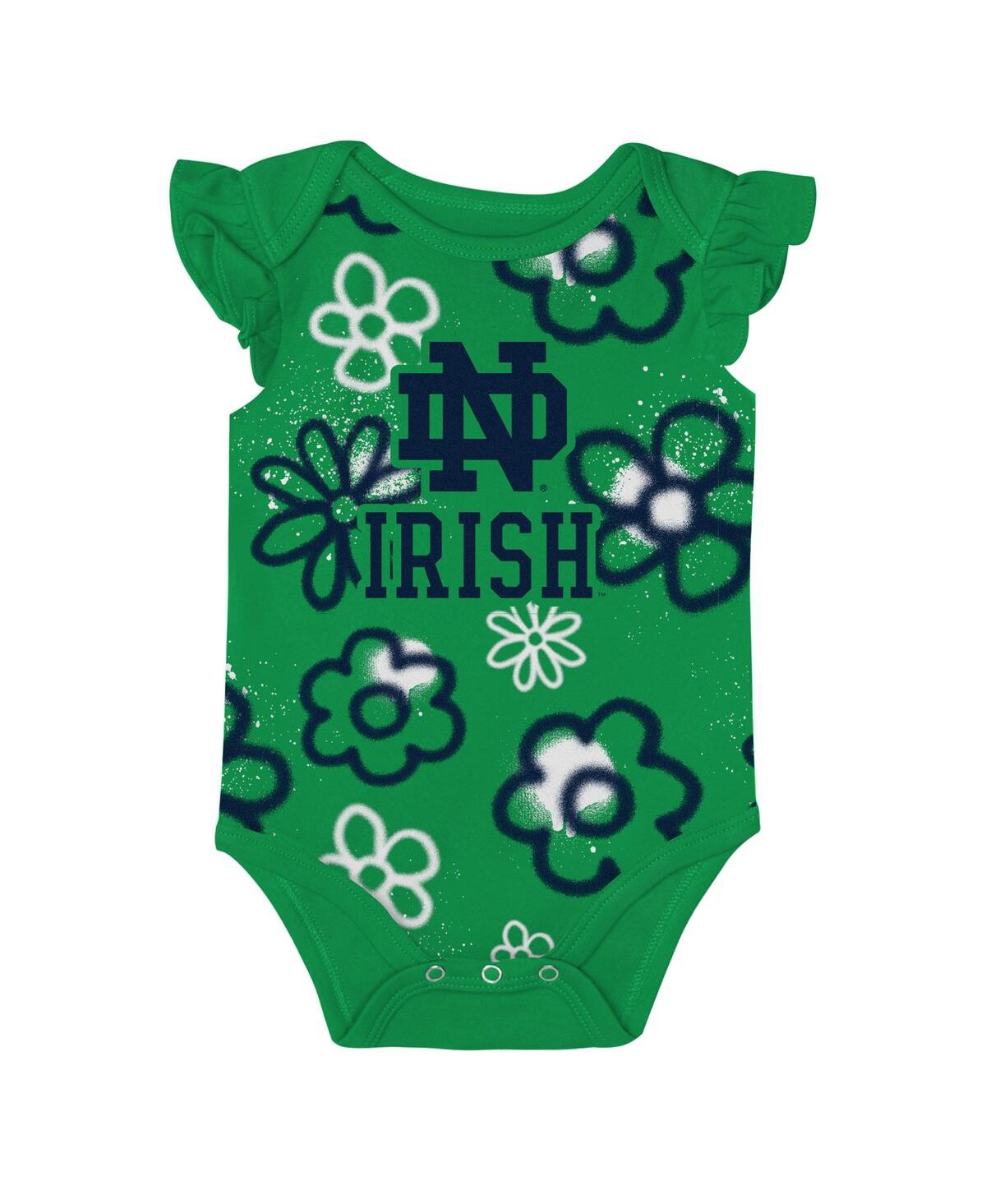 Outerstuff Baby Boys And Girls 2-piece Navy/green Notre Dame Fighting Irish Little Sunshine Bodysuit Set In Green