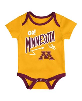 Baby Boys and Girls 3-Pack Minnesota Golden Gophers All Day Play Bodysuit Set
