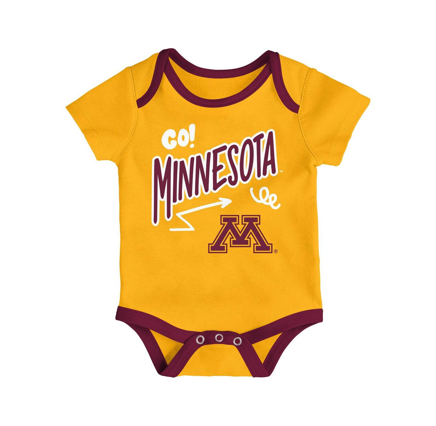 Baby Boys and Girls 3-Pack Minnesota Golden Gophers All Day Play Bodysuit Set
