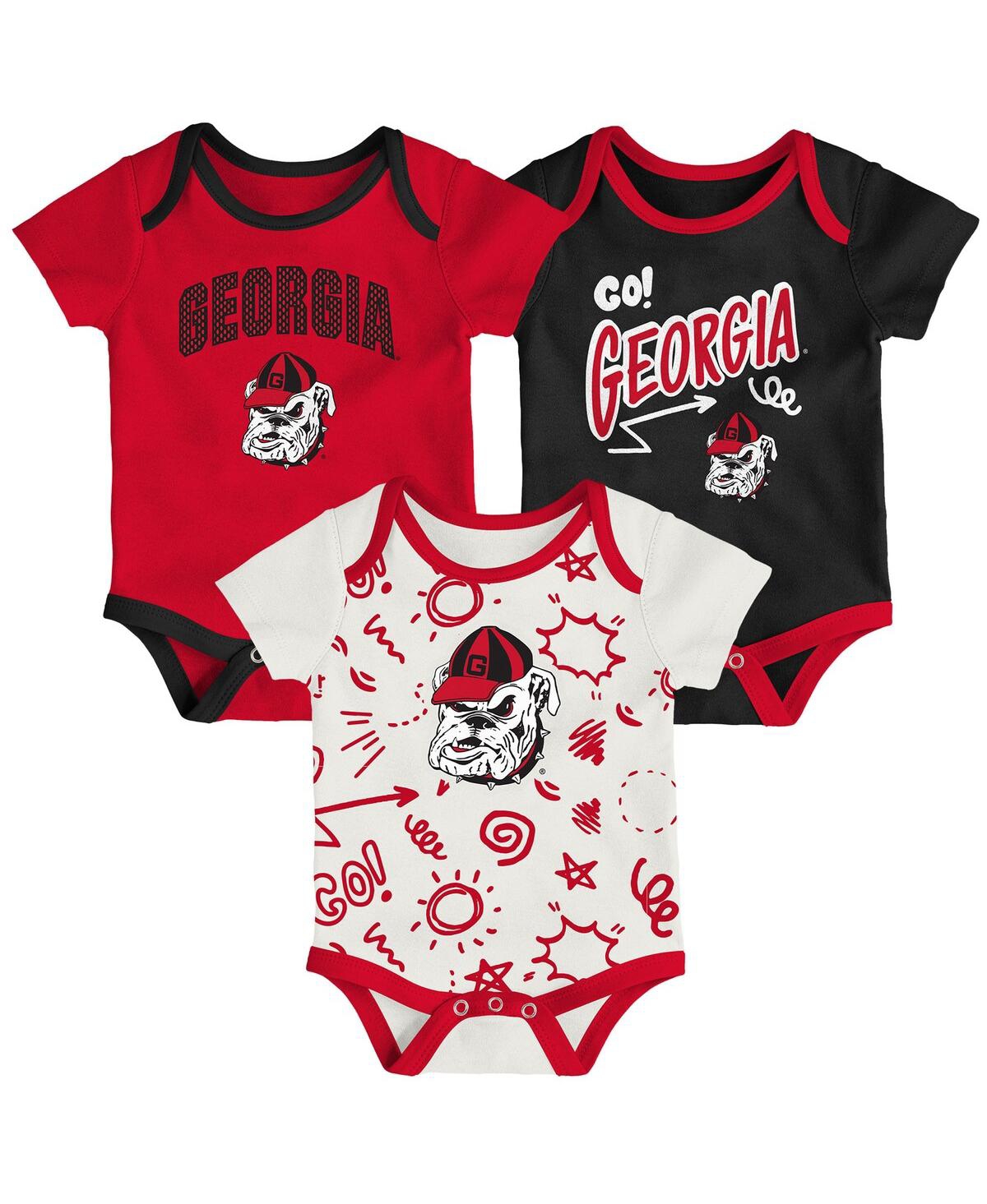 Outerstuff Baby Boys And Girls  Georgia Bulldogs All Day Play 3-piece Bodysuit Set In Multi