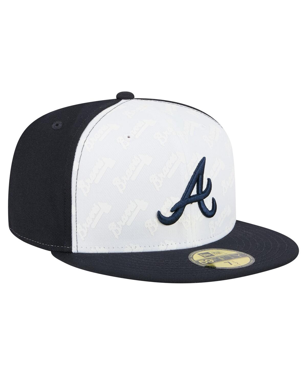 New Era Men's White/navy Atlanta Braves Repeat 59fifty Fitted Hat In Multi