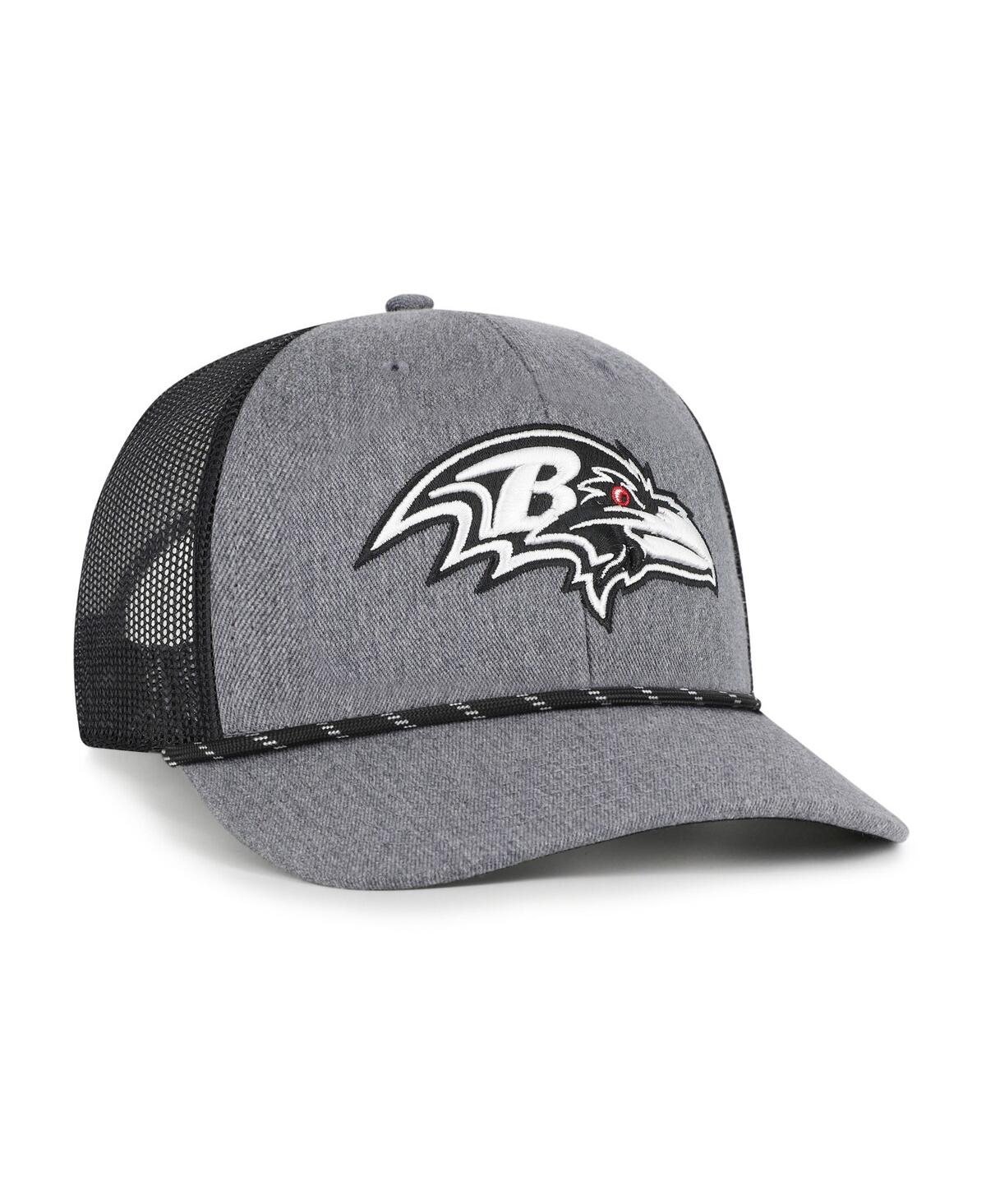 47 Brand Men's Heather Charcoal Baltimore Ravens Carbon Rope Trucker Adjustable Hat