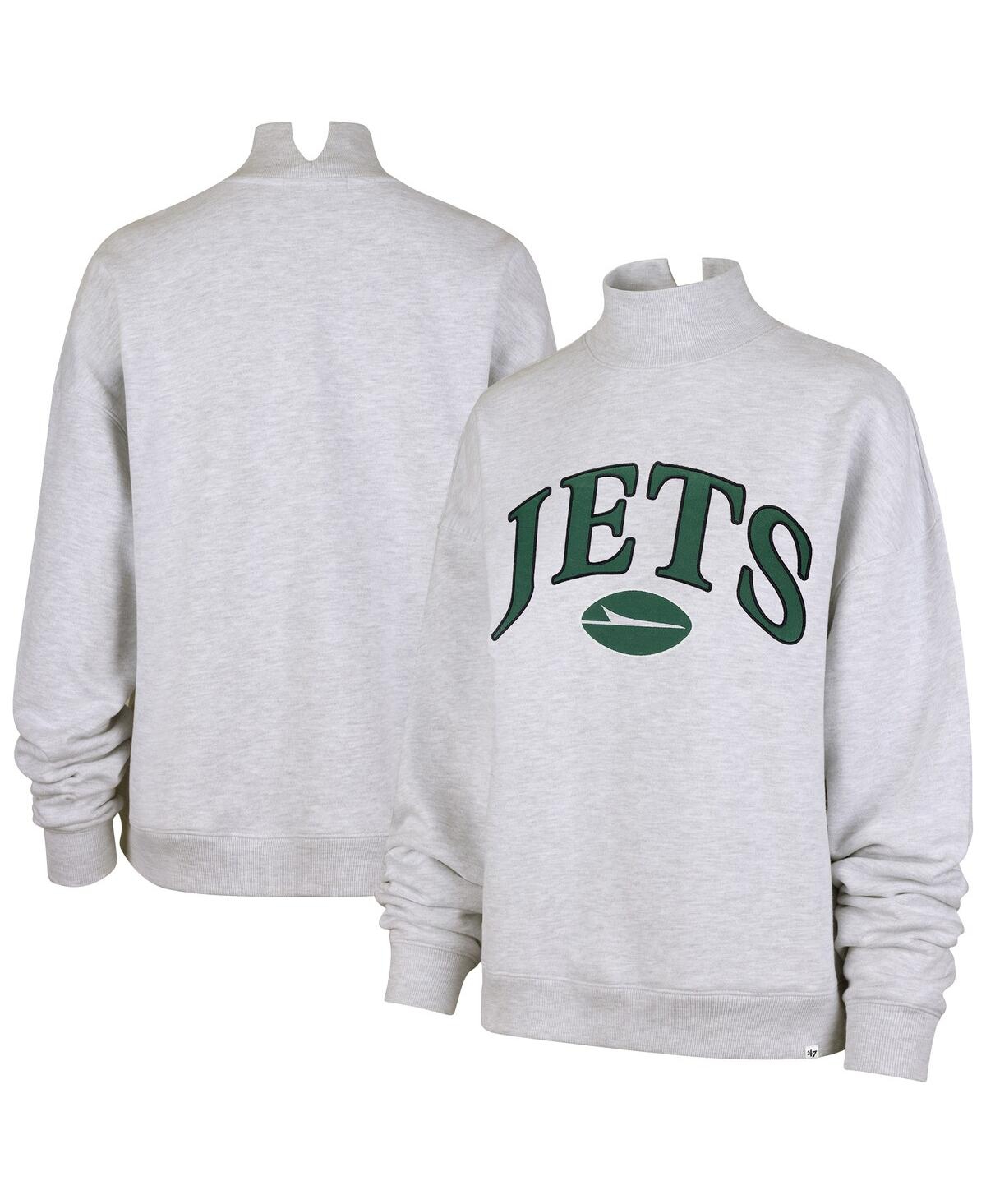 47 Brand '47 Heather Gray New York Jets Vantage Mock Neck Pullover Sweatshirt In Gray