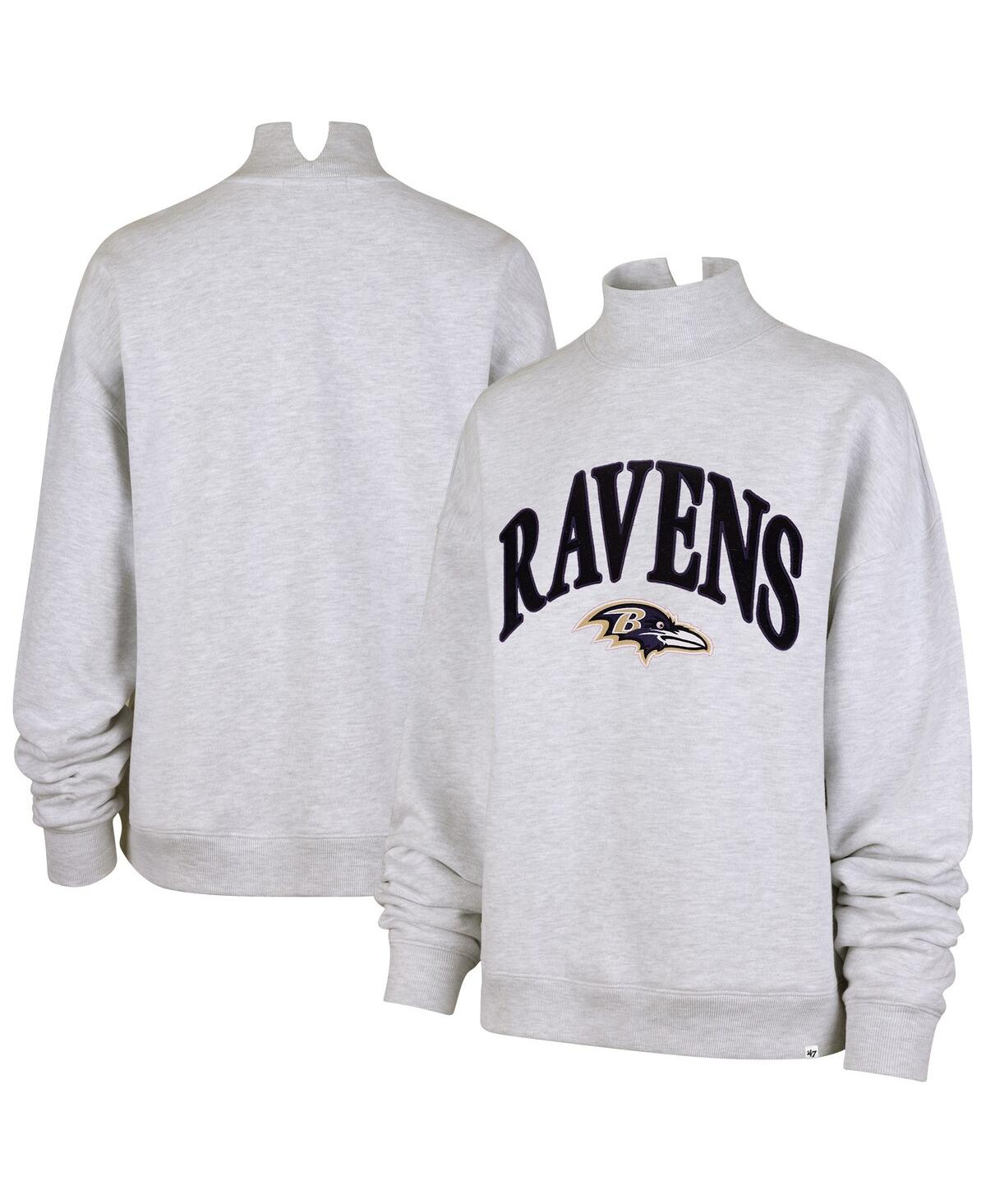 47 Brand '47 Heather Gray Baltimore Ravens Vantage Mock Neck Pullover Sweatshirt In Gray