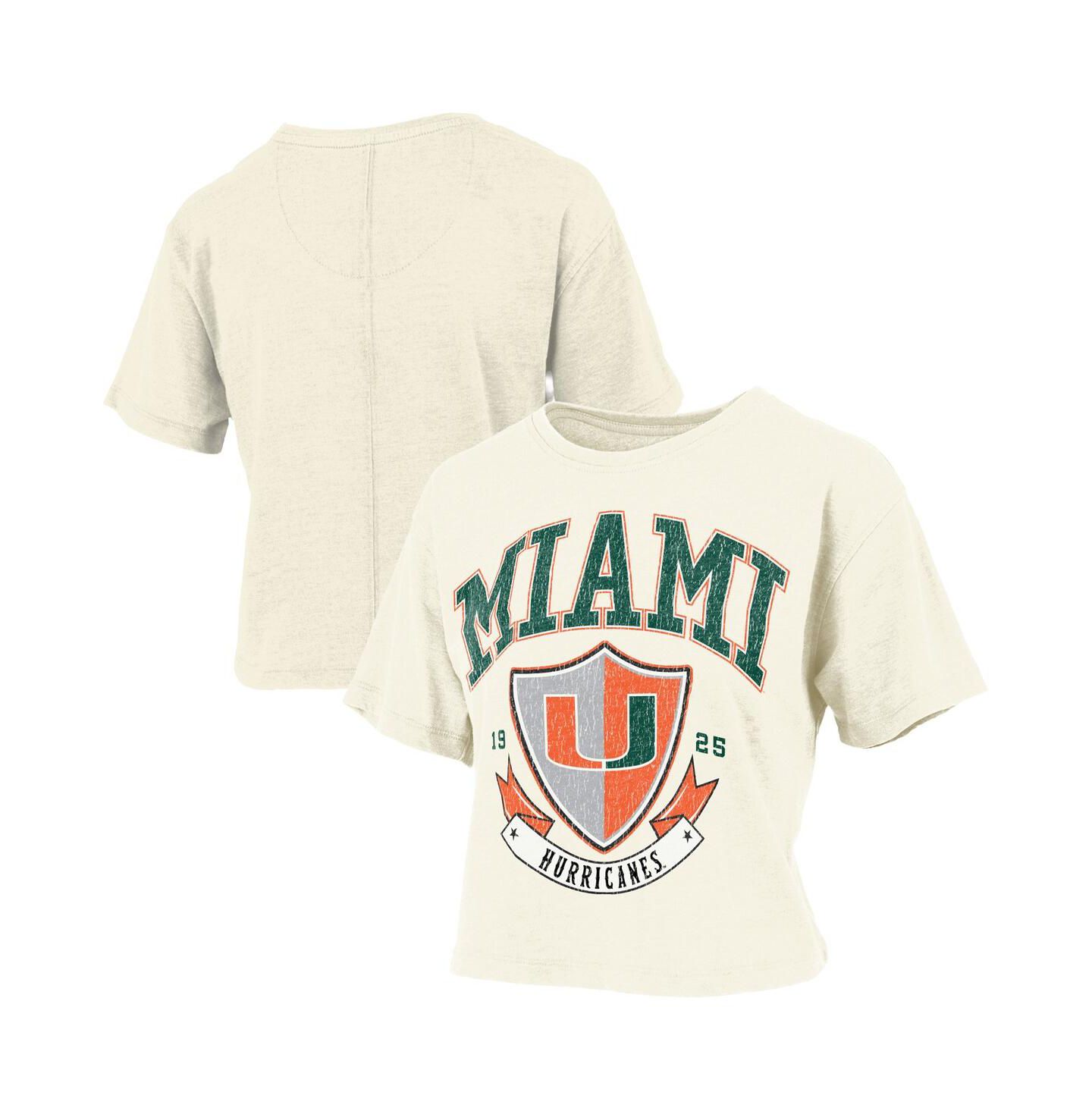Женская футболка Pressbox Cream Miami Hurricanes Buckler Vintage Cropped — фото 1