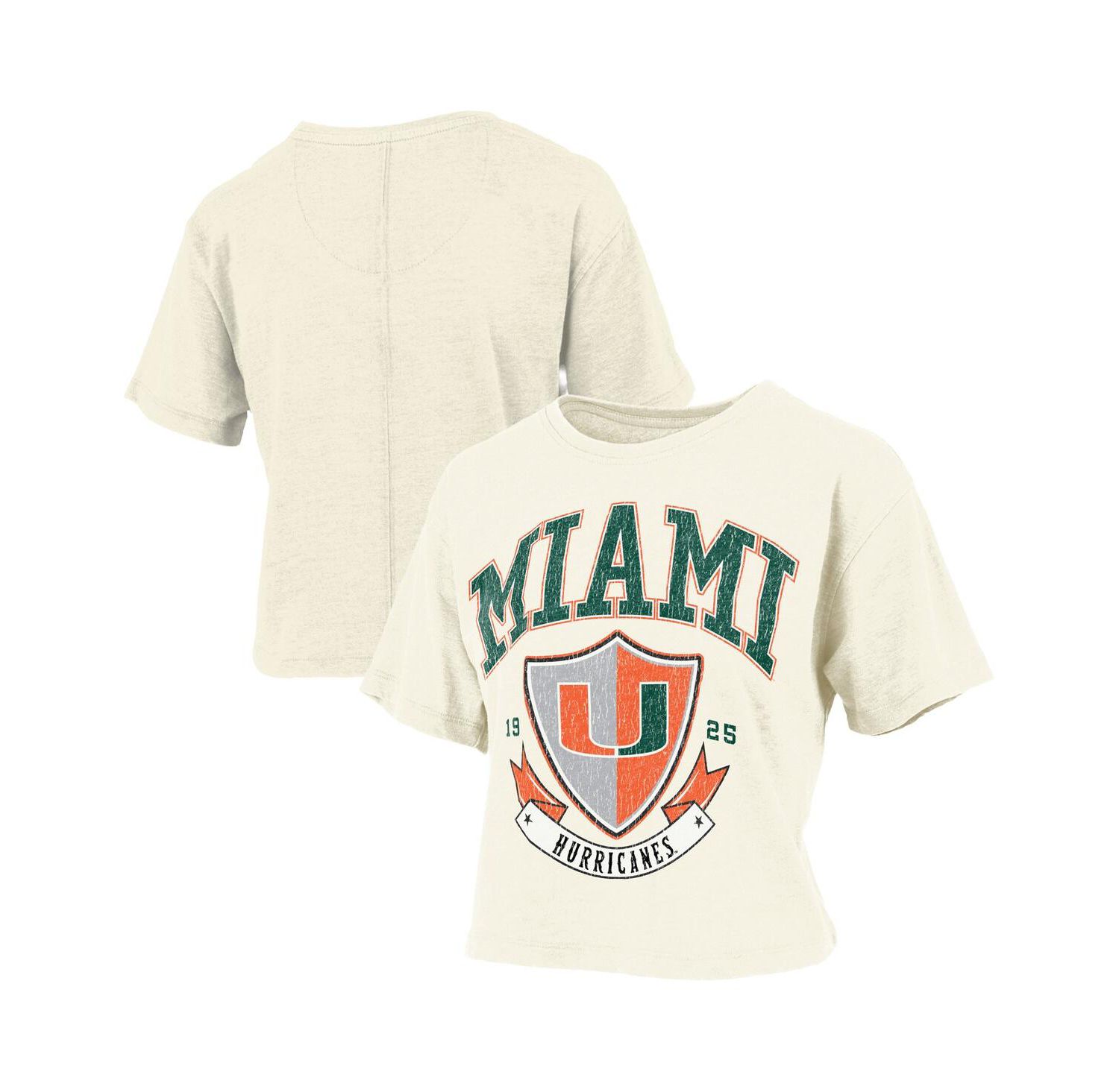 Women's Cream Miami Hurricanes Buckler Vintage Cropped T-Shirt