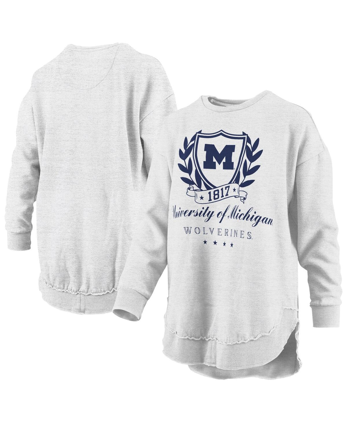 Pressbox Women's Heather Gray Michigan Wolverines Field Day Melange Poncho Pullover Sweatshirt In Gray