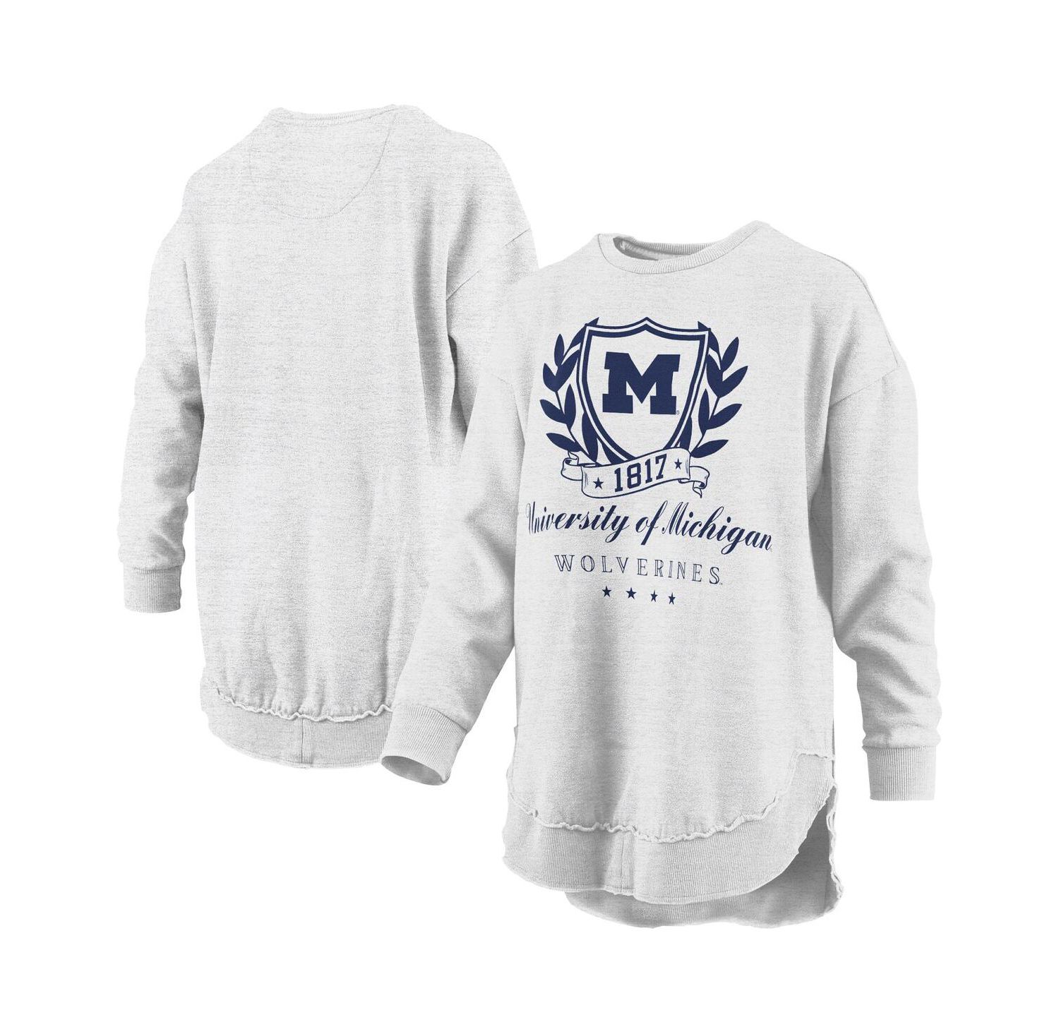 Women's Heather Gray Michigan Wolverines Field Day M&eacute;lange Poncho Pullover Sweatshirt