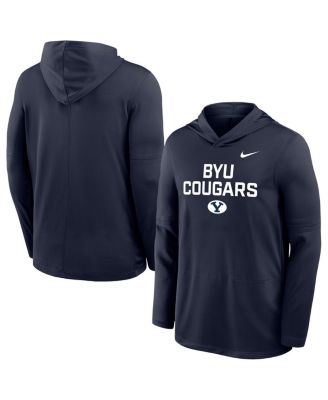 Nike - Men's Navy BYU Cougars 2025 Sideline Dri-FIT Long Sleeve Hoodie T-Shirt