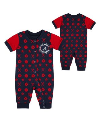 Outerstuff - Newborn Navy Atlanta Braves Hard 90 Coveralls