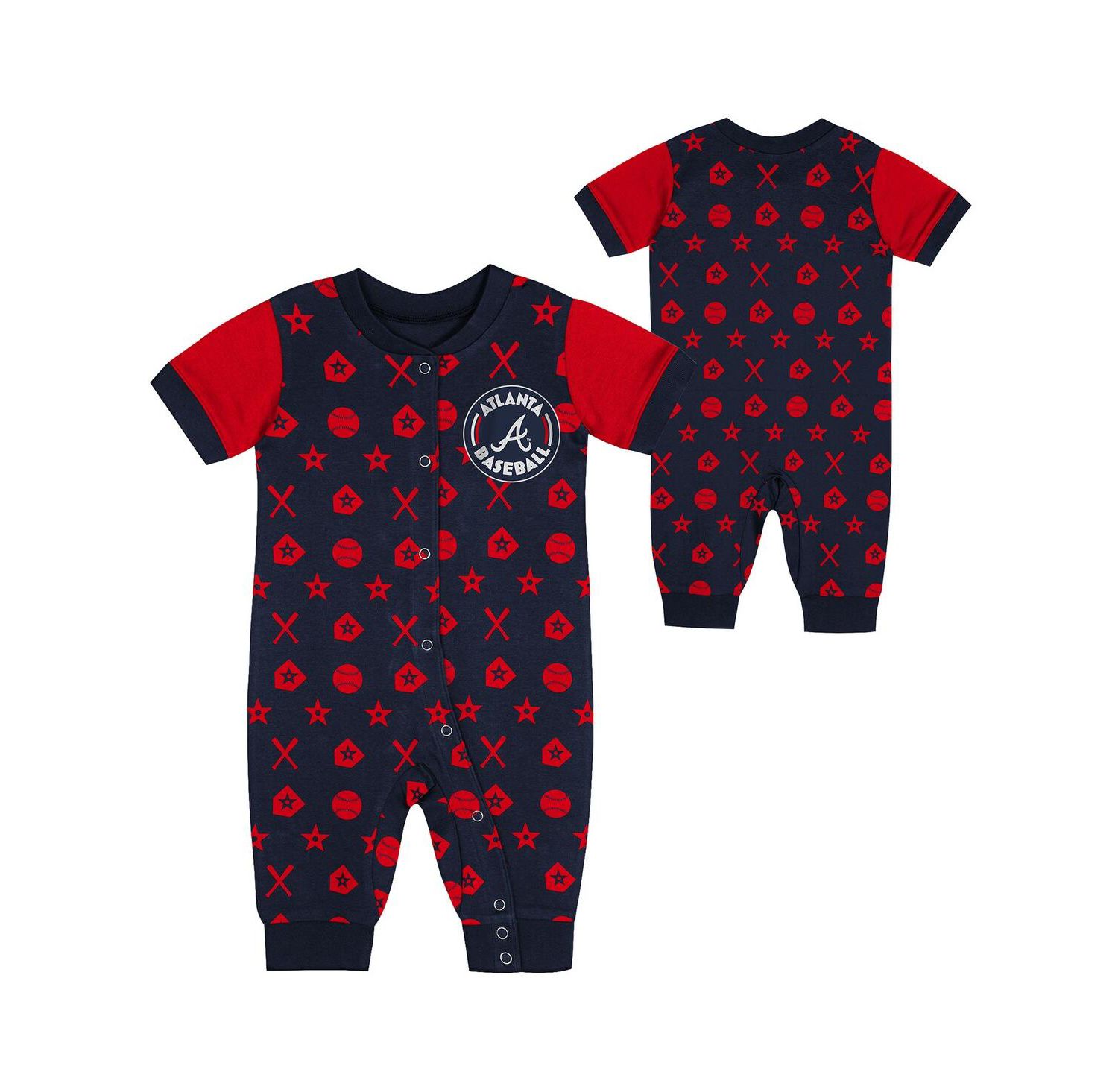 Newborn Navy Atlanta Braves Hard 90 Coveralls
