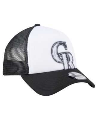 Toddler White/Black Colorado Rockies Painted A-Frame 9FORTY Trucker Adjustable Hat