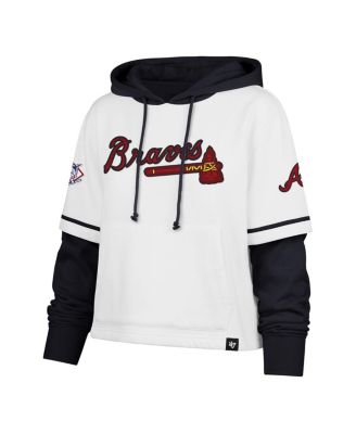 Women's White Atlanta Braves Trifecta Shortstop Cropped Pullover Hoodie
