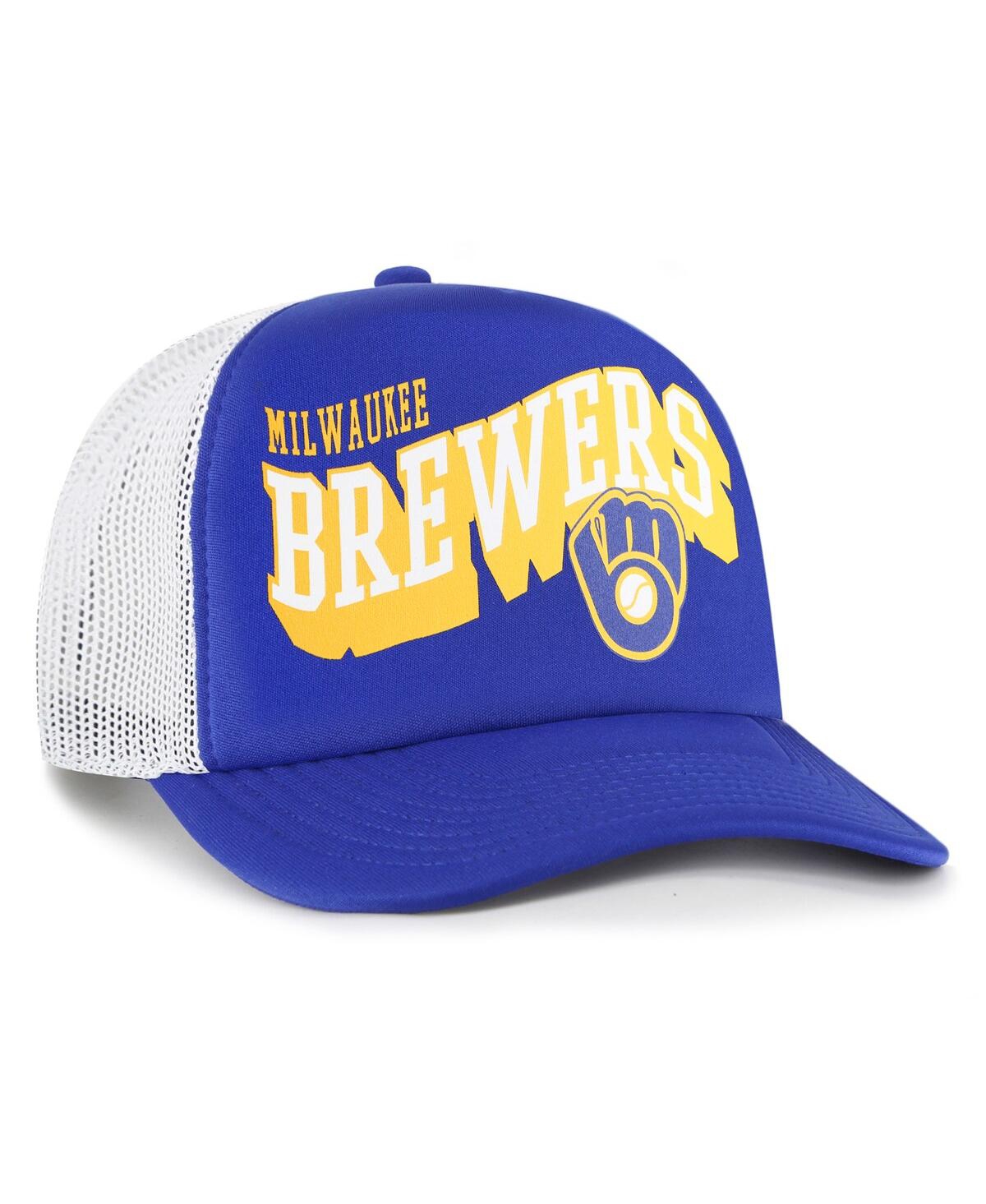 47 Brand Men's Royal Milwaukee Brewers Meander Foam Trucker Snapback Hat In Blue