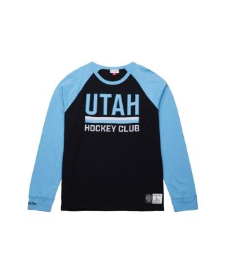 Men's Black/Light Blue Utah Mammoth Legendary Slub Long Sleeve Raglan T-Shirt