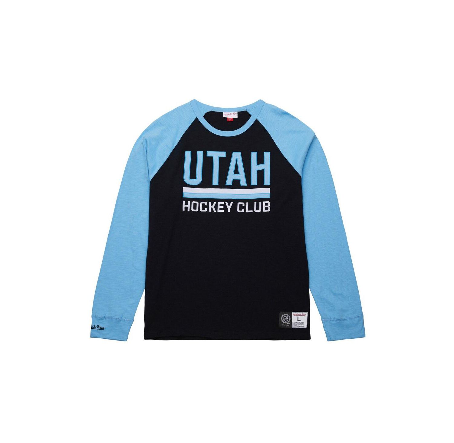 Men's Black/Light Blue Utah Mammoth Legendary Slub Long Sleeve Raglan T-Shirt