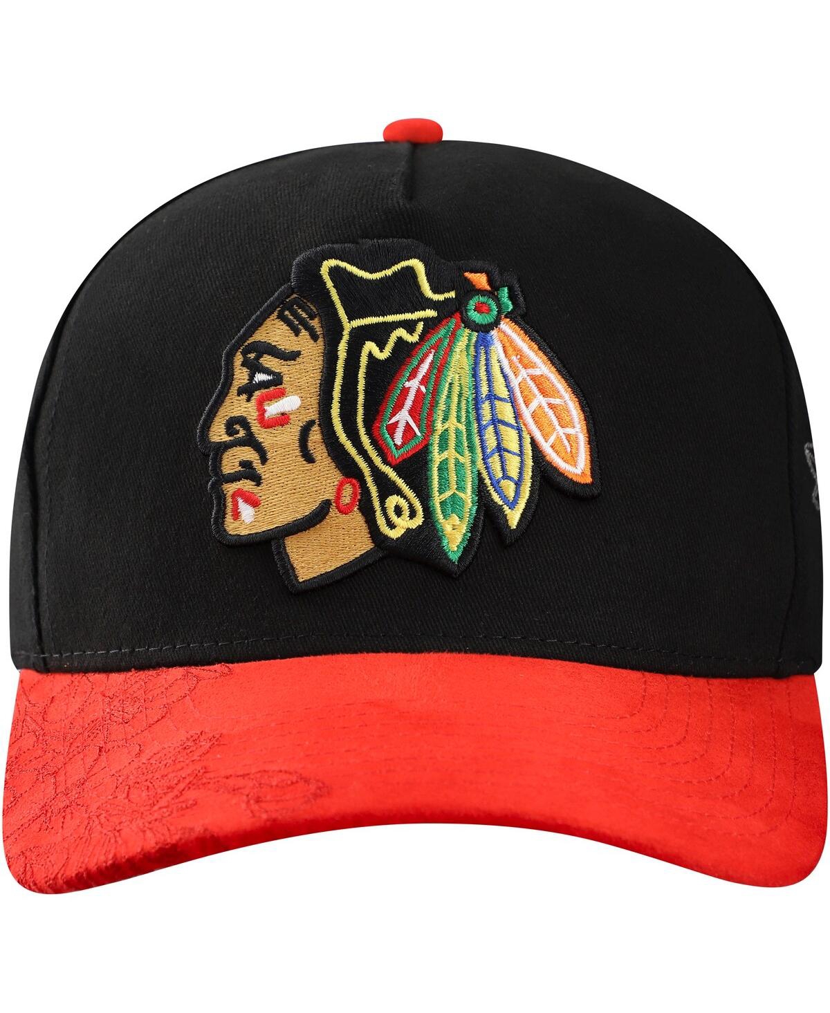 Mitchell & Ness Black/red Chicago Blackhawks May Flowers Pro Crown Adjustable Hat In Multi