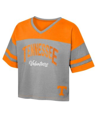 Big Girls Tennessee Orange Tennessee Volunteers The Playmaker Sleeve Stripe V-Neck Jersey T-Shirt