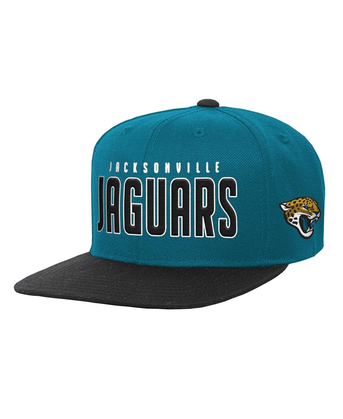 Outerstuff Big Boys And Girls Teal/black Jacksonville Jaguars Lock Up Flat Brim Snapback Hat In Green