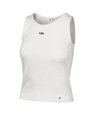 Women's Cream LSU Tigers Micro Logo Ribbed Cropped Tank Top