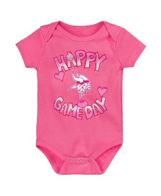 Outerstuff - Newborn Pink Minnesota Vikings Happy Gameday Bodysuit