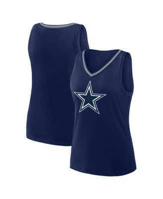 Logo Athletic - Women's Navy Dallas Cowboys Plus Size Stellar Win V-Neck Tank Top