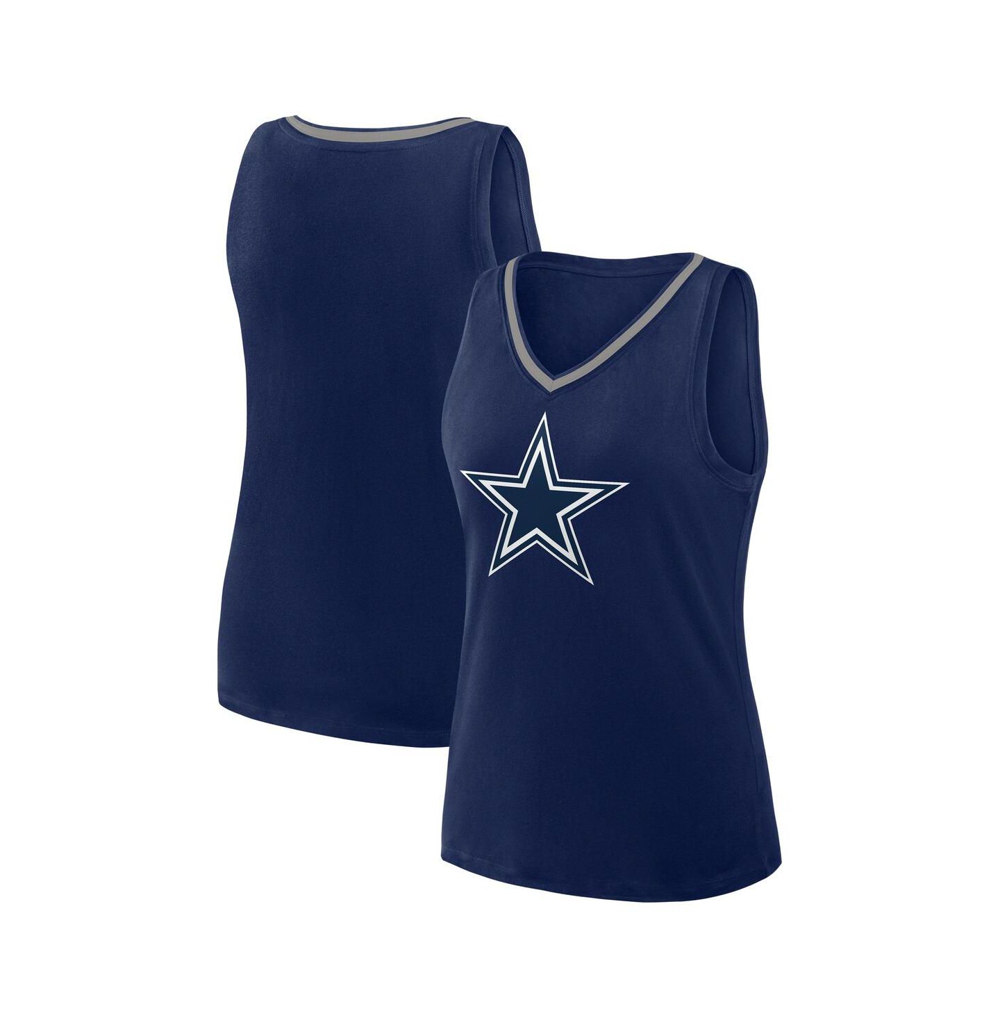Женский топ Logo Athletic Navy Dallas Cowboys Plus Size Stellar Win V-Neck — фото 1